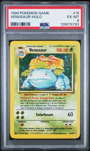 1999 POKEMON BASE SET UNLIMITED #15 VENUSAUR-HOLO PSA 6