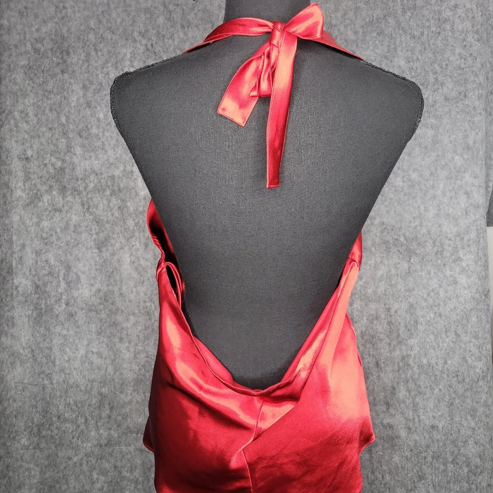 Camiseta feminina Fredericks of Hollywood vermelha cetim Halter XLarge - Imagem 3 de 4