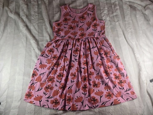 Hanna Andersson 150 12 Years Cotton Sleeveless Pink Poppy Dress Floral Pockets