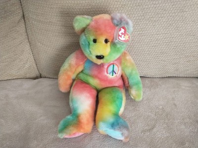 Ty Beanie Buddie Peace the Bear (spätere Ausgabe - mit Original Etikett)