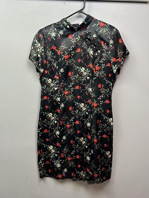 DBY Ltd Dress Womens 9 Black Floral Cheongsam Qipao Mini Asian Inspired