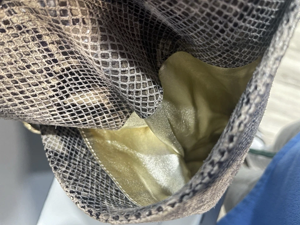 Michael Kors Large Snakeskin Purse Shoulder Bag Gold Hardware - Image 3 of 4