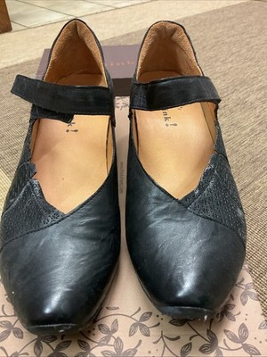 Think! Damen Halbschuhe Gr 40,5 Echtleder Schwarz Marie Jane Style Mit Absatz