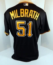 2018 Pittsburgh Pirates Jordan Milbrath #51 Game Issued Black Jersey PITT33554