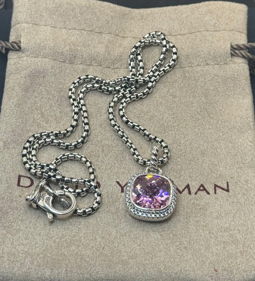 Collar colgante David/Yurman plata esterlina 14 mm Albión cadena turmalina 18 pulgadas Foto 2 de 4