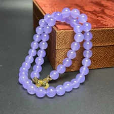 Real Natural Ice purple  Myanmar Beads Jade jadeite Necklaces 10MM