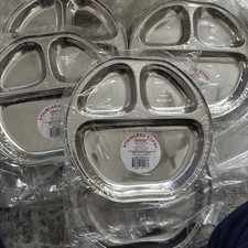 5X Stainless 3-compartment Round  Design Tray ,8-3/4” Serving Light Weight