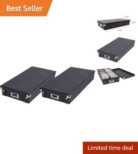 Quick Assemble Cassette Tape Holder - 2 Pack, Supports 50 Cases - Leather Finish