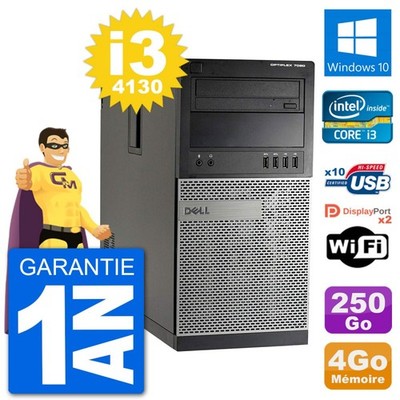 PC Tour Dell 7020 Intel Core I3-4130 RAM 4Go Festplatte 250Go Windows 10 Wifi