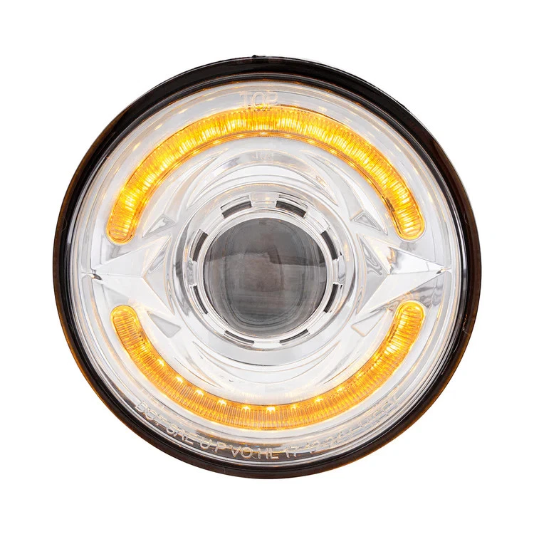 ULTRALIT- LED 5-3/4" Round Headlight with Dual Color LED Light Bar (Low Beam) - Image 4 of 4