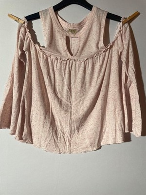 True Craft Long Sleeve Cold Shoulder Peek-A-Boo Shirt Sz Medium Boho Cottagecore