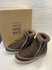LaidBack London Setsu Crochet Crepe Ankle Boot Otter Leather UK 6 - New
