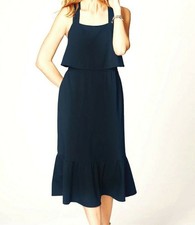 J. Jill Little Black Dress Sz L Tiered Cross Strap Knit Relaxed May Fit XL