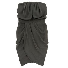 GUESS Dress Womens 4 Black Strapless Draped Ruched Pleated Zip Back Cocktail