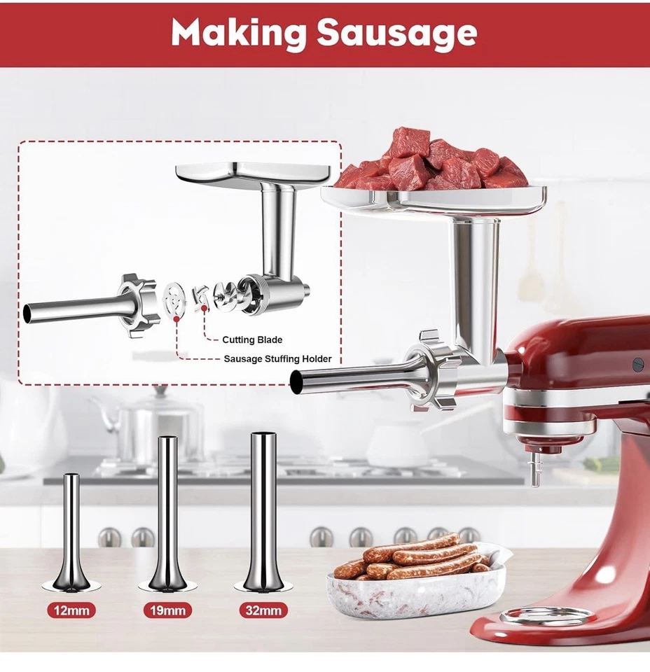 Accesorio para molinillo de carne de alimentos para batidoras de pie de ayuda de cocina con relleno de salchichas Foto 4 de 4