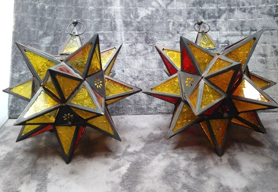 Juego de 2 candelabros candelabros marroquíes de 14" para colgar estrellas Foto 4 de 4