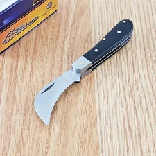 Pruning Folding Knife 2" Satin Finish Stainless Steel Hawkbill Blade Wood Handle