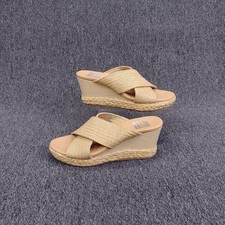 Dolce Vita Wedge Erial Crossband Slides Size 6 Natural Tan Raffia 3" Heel