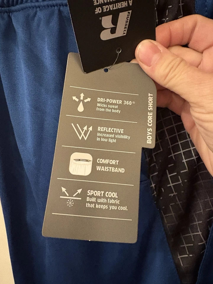 Pantalones Cortos Russell Athletics Niños Azul Sólido, Talla M (8) SKU TR6 NUEVOS CON ETIQUETAS Foto 4 de 4