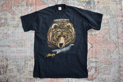Vintage 90s Alaska Bear Graphic Single Stitch T-Shirt Fruit of the Loom USA XL