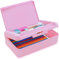 Double Layer Pencil Box, Hard Pencil Case 2 Compartments, Plastic Large Capacity
