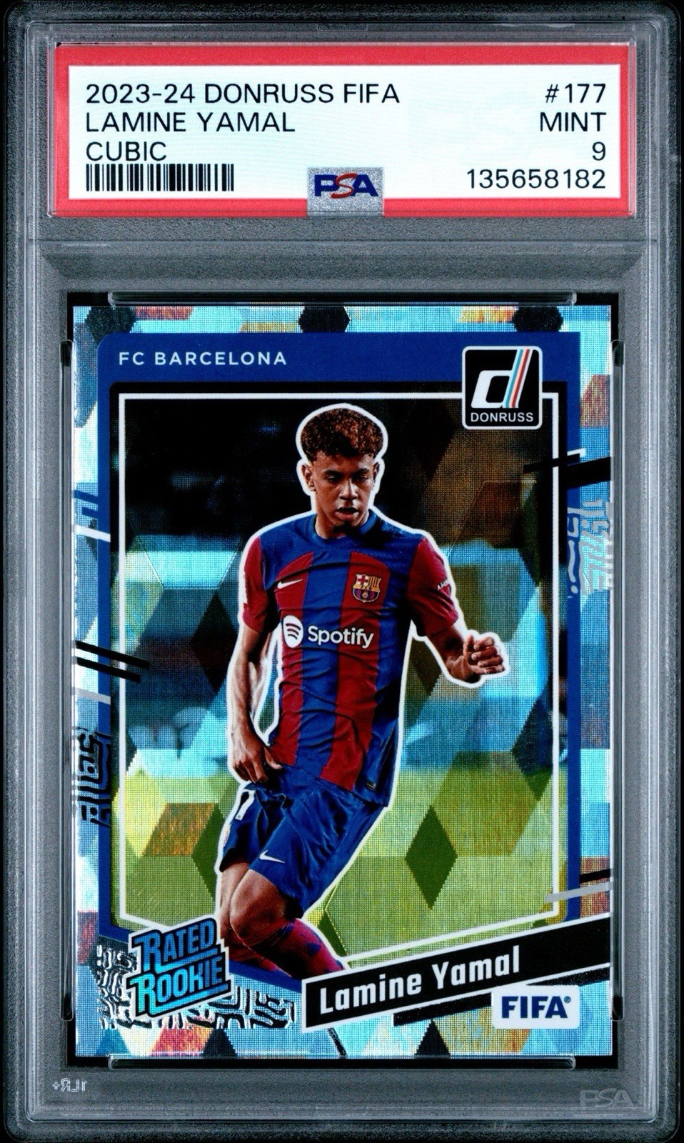 2023-24 PANINI DONRUSS FIFA CUBIC #177 LAMINE YAMAL PSA 9