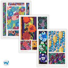 Retro Floral Textile Print Set of 3 Wall Art Posters - 12X16/16X20/18X24/24X36