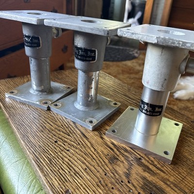 3 Vintage Big Jon Down rigger Pedestal Mount Swivel Bases 6.5 inches Tall Total
