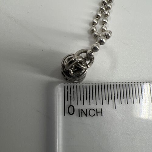 Italy 925 Sterling Silver Round Ball Chain Necklace & Etched Bell shaped pendant - Picture 15 of 18