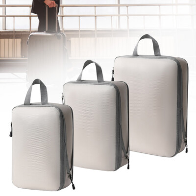 3-Teilig Packing Cubes Compression Koffer Organizer Kompression Reisen Packtasch
