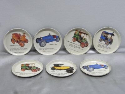   7er SET FLASCHENUNTERSETZER GLAS TACOT BEMALTES BLECH ROCHETAIL MUSEUM