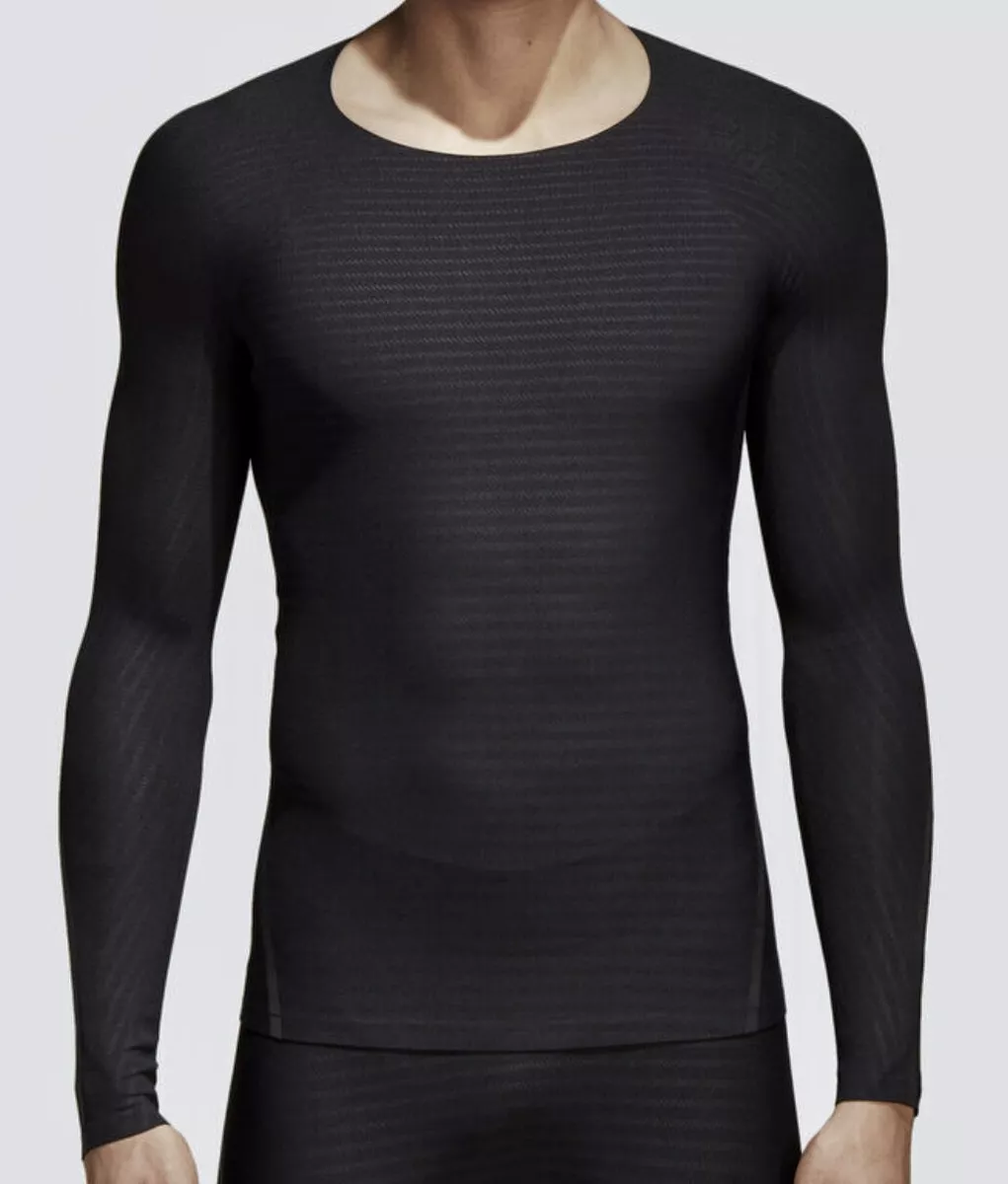 ADIDAS Alphaskin Compression Black Long Sleeve Crew Shirt NEW | eBay