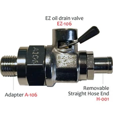 EZ Engine Oil Drain Valve EZ-106, Adapter A-106 & Straight hose end H-001 COMBO