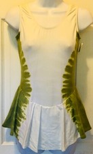 GK GREEN  WHITE TYE-DYE LADIES SMALL SLVLS COTTON/STRCH FIGURE SKATE DRESS AS