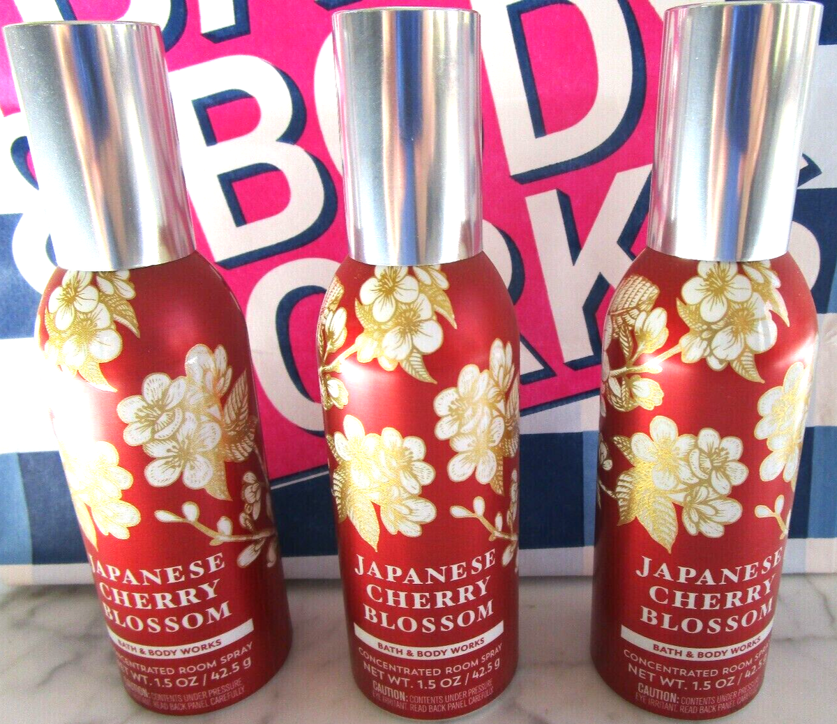 3x Bath & Body Works White Barn JAPANESE CHERRY BLOSSOM Room Spray