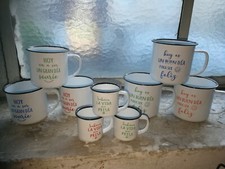 Emailie Becher Kerzenständer Shabby Chic Landhaus Besteckhalter oder Teelicht