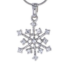 Sterling Silver Jeweled Snowflake Pendant w/ Cubic Zirconia Stones