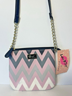 Luv Betsey by Betsey Johnson Light Pink Black  Geo Purse Bag Printed Crossbody