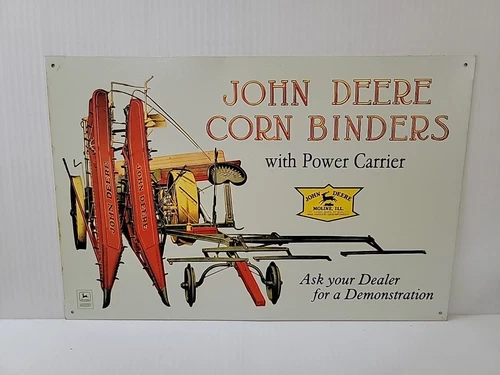 John Deere Corn Binders vintage tin sign