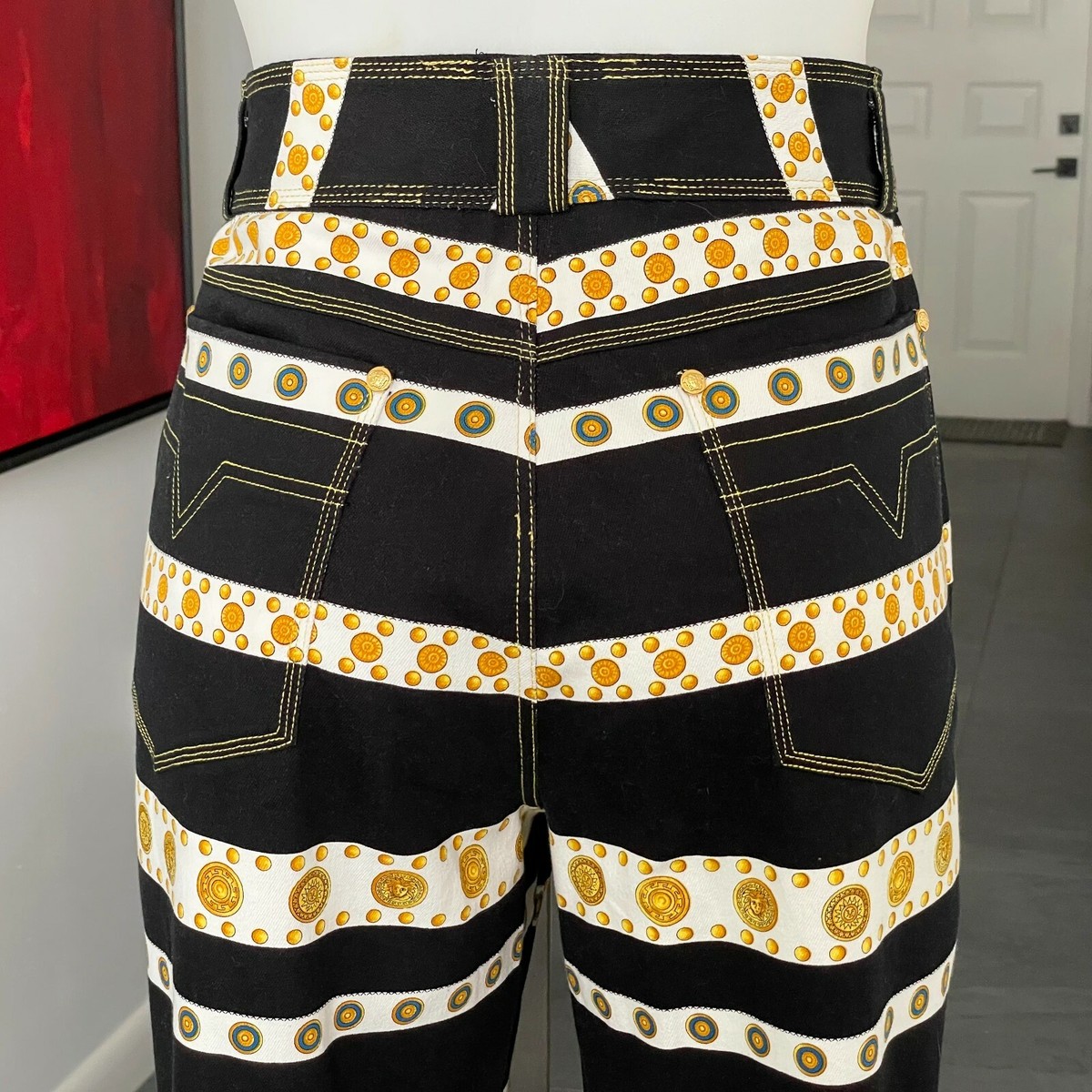 GIANNI VERSACE パンツ スラックス 48 GIANNI VERSACE stretch jeans Belt print size 48 from S/S 1993