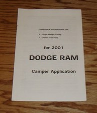 2001 Dodge Ram Camper Application Consumer Information Guide Manual