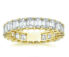 5.23Ct Moissanite ETERNITY Wedding Band | Emerald Cut | 14K Solid Yellow Gold 💍