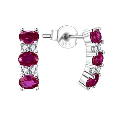 925 Sterling Silber simulierter Rubin Ohrhänger Rhodium Überfang