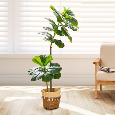 50in Tall Artificial Ficus Microcarpa Fake Potted Faux Indoor Outdoor Home Decor