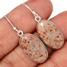 Natural Blood Jasper 925 Sterling Silver Earrings Jewelry CE50711