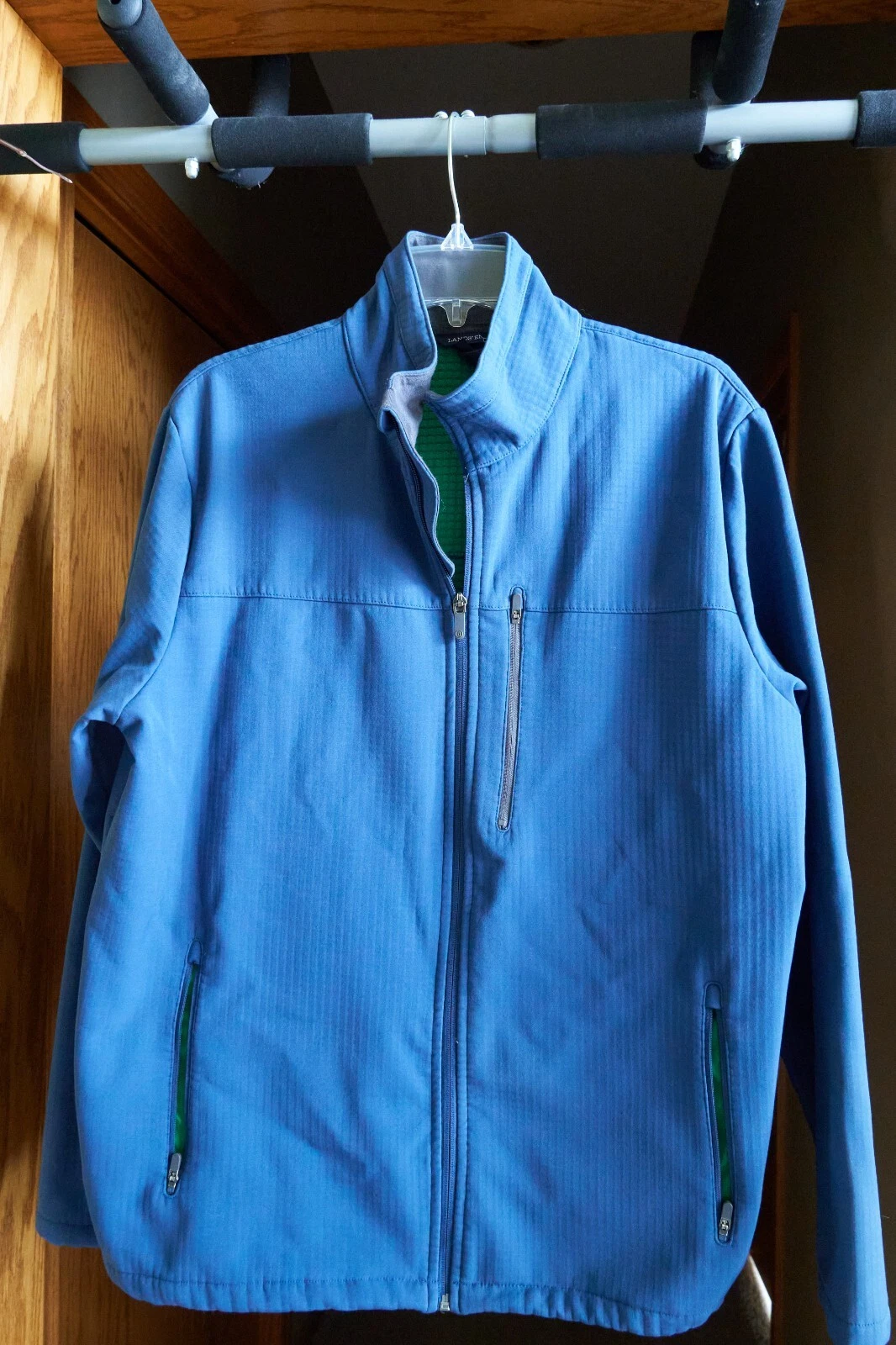 EUC Lands End Men's Jacket Size M 38 40 soft shell blue green