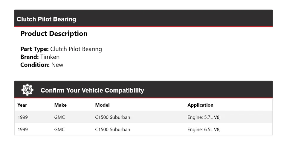 For 1999 GMC C1500 Suburban Clutch Pilot Bearing Timken - Image 2 of 4