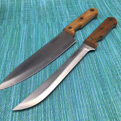 2 Vtg Farberware Professional Knives Chefs & Slicer 8  Stainless Blades Japan