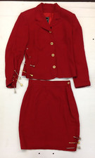 Vtg 90's Versace Jeans Coture Ensemble 2Pc Jacket Skirt Medusa Stick Pins 7 Pins