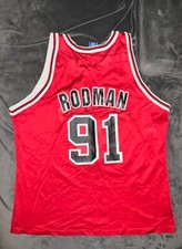 DENNIS RODMAN Champion CHICAGO BULLS Red Jersey 52 NBA Kerr Pistons Spurs Pippen